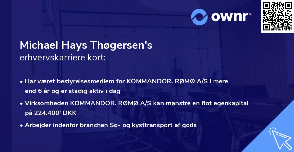 Michael Hays Thøgersen's erhvervskarriere kort