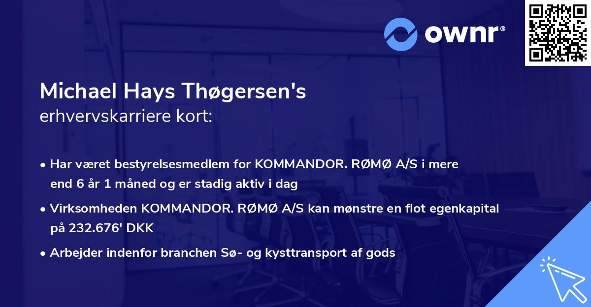 Michael Hays Thøgersen's erhvervskarriere kort