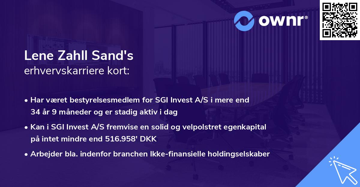Lene Zahll Sand's erhvervskarriere kort