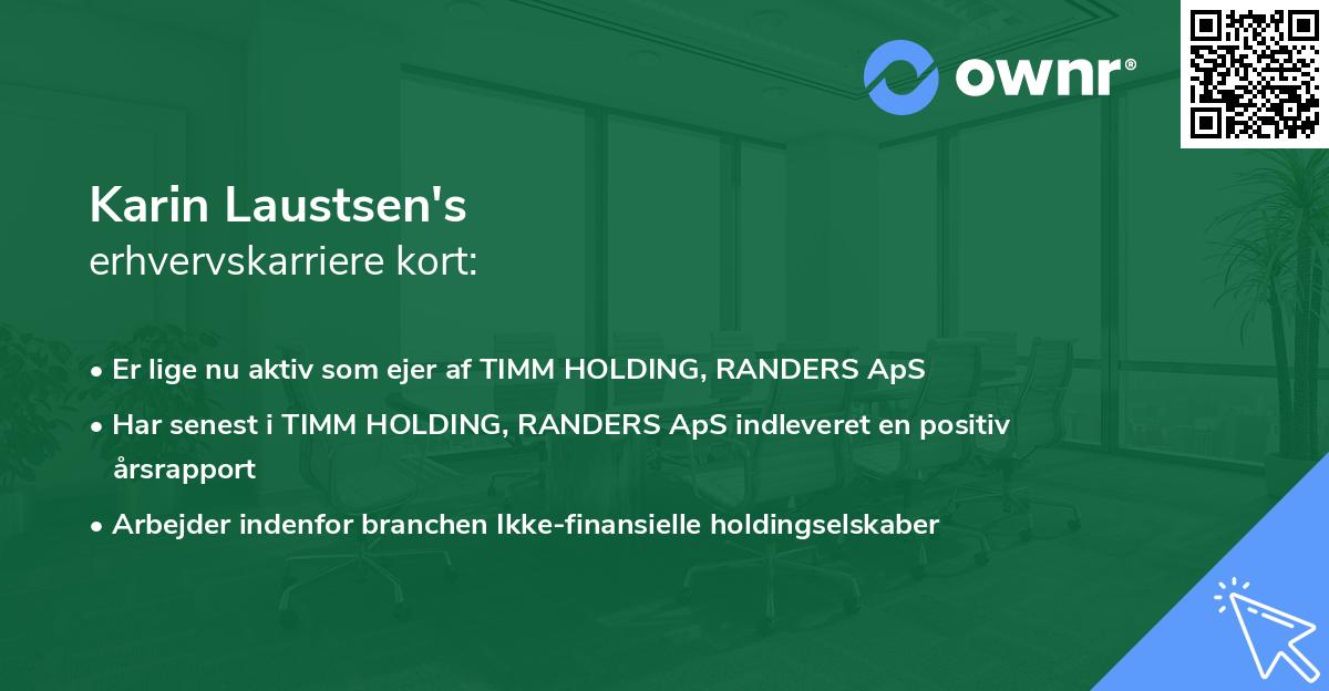 Karin Laustsen's erhvervskarriere kort