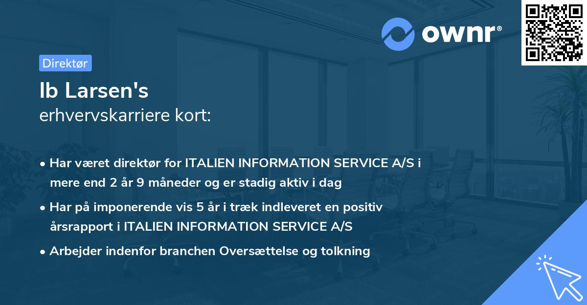 Ib Larsen's erhvervskarriere kort