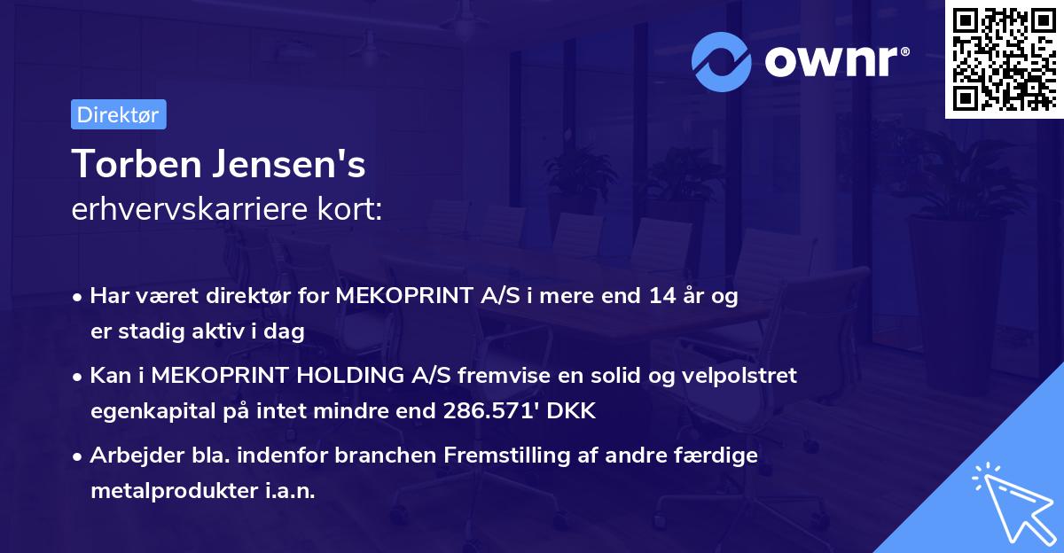 Torben Jensen's erhvervskarriere kort