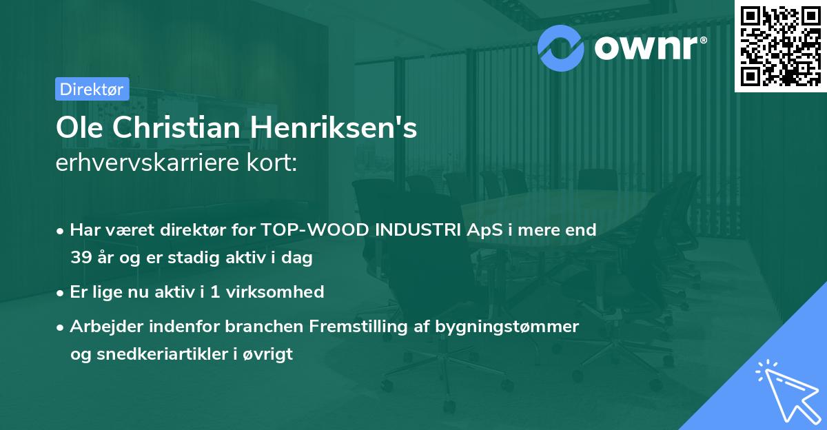 Ole Christian Henriksen's erhvervskarriere kort