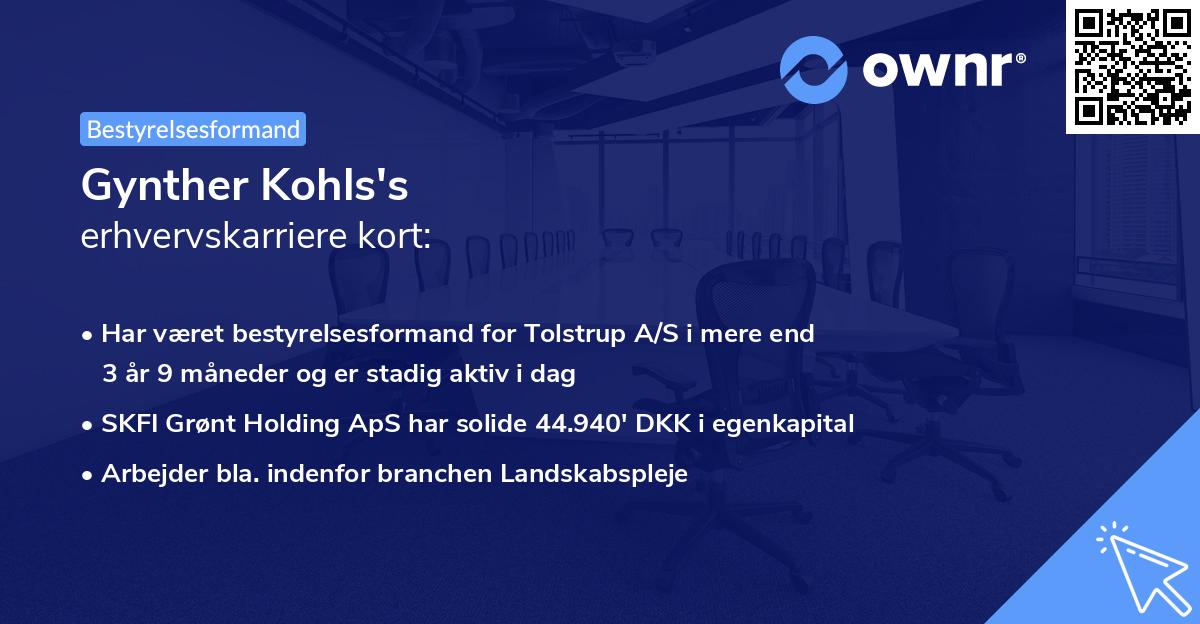 Gynther Kohls's erhvervskarriere kort