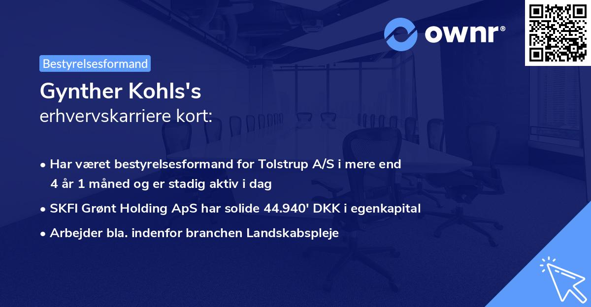Gynther Kohls's erhvervskarriere kort