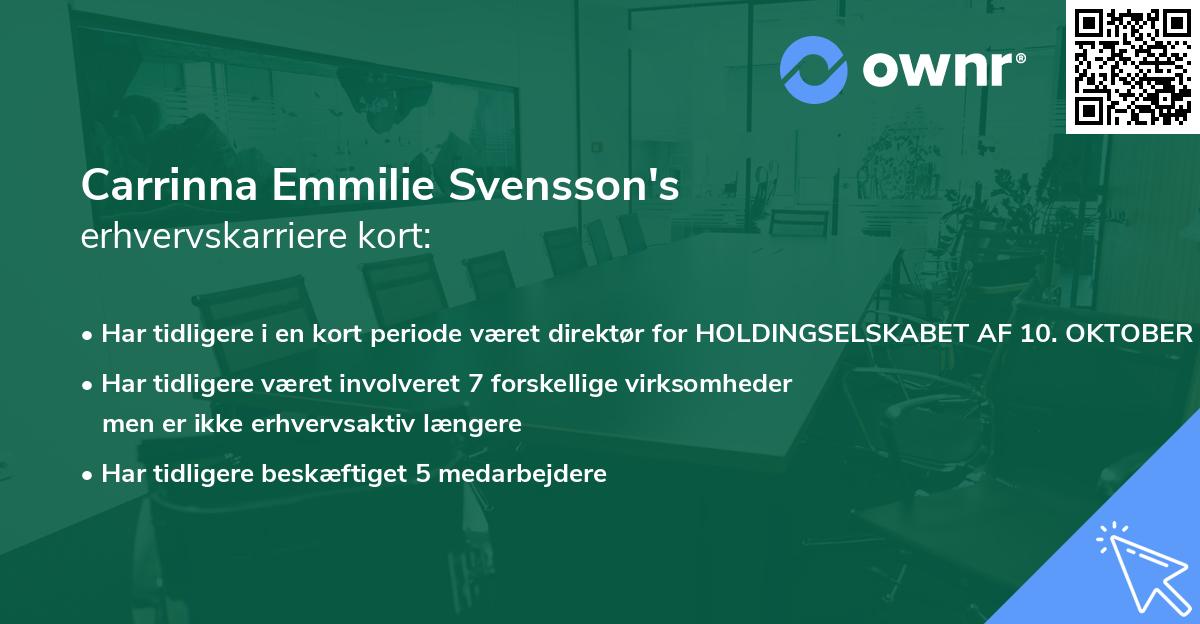 Carrinna Emmilie Svensson's erhvervskarriere kort