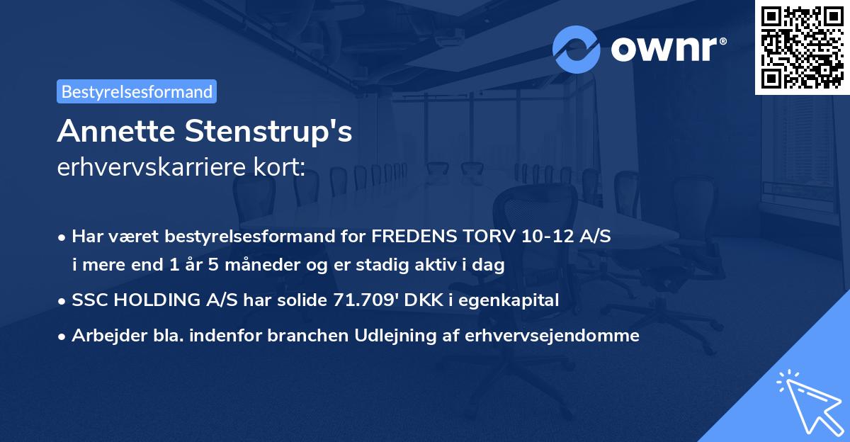 Annette Stenstrup's erhvervskarriere kort