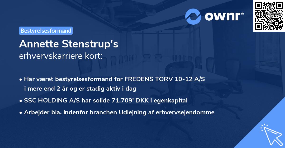 Annette Stenstrup's erhvervskarriere kort