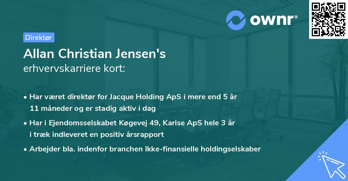 Allan Christian Jensen's erhvervskarriere kort