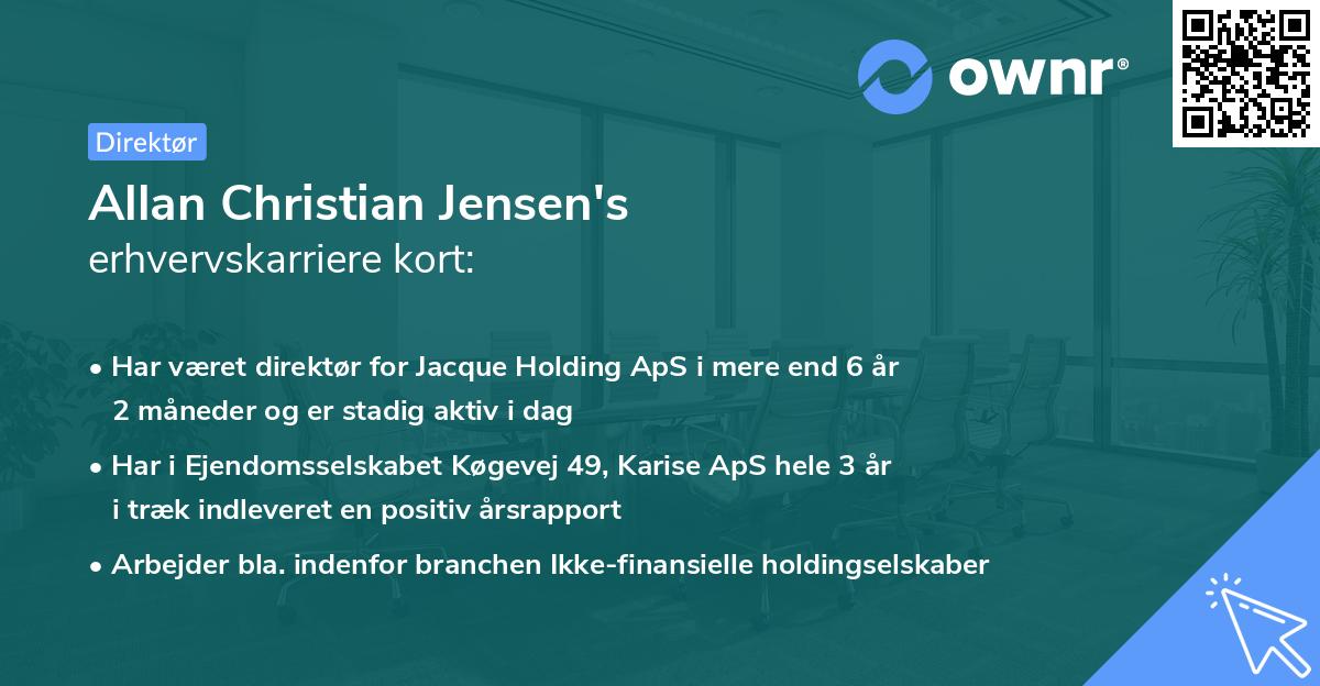 Allan Christian Jensen's erhvervskarriere kort