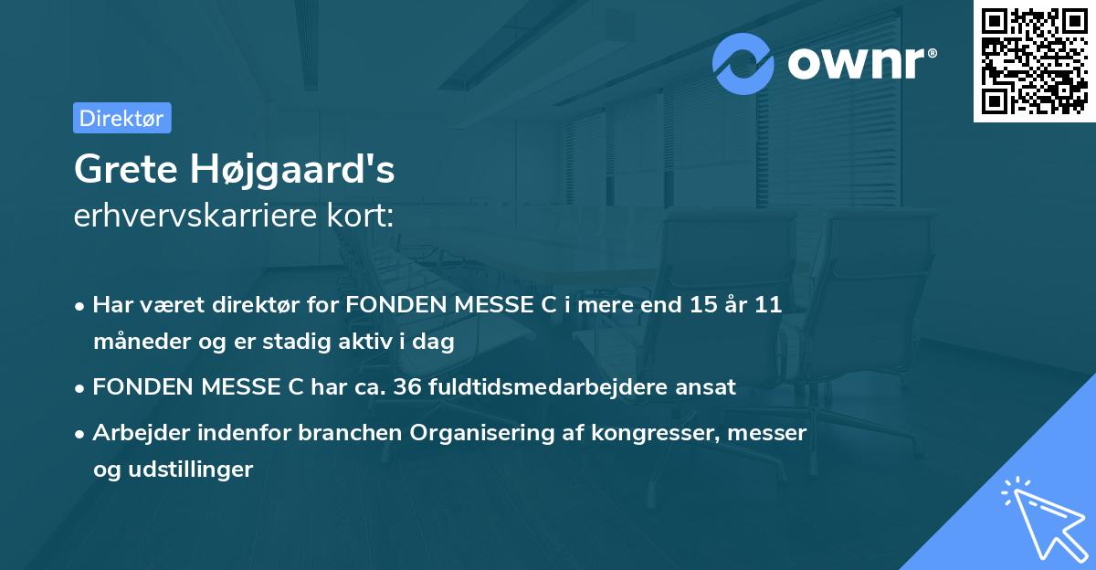 Grete Højgaard's erhvervskarriere kort