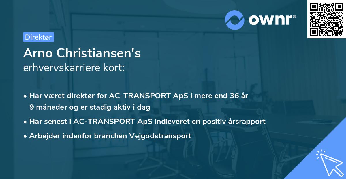 Arno Christiansen's erhvervskarriere kort