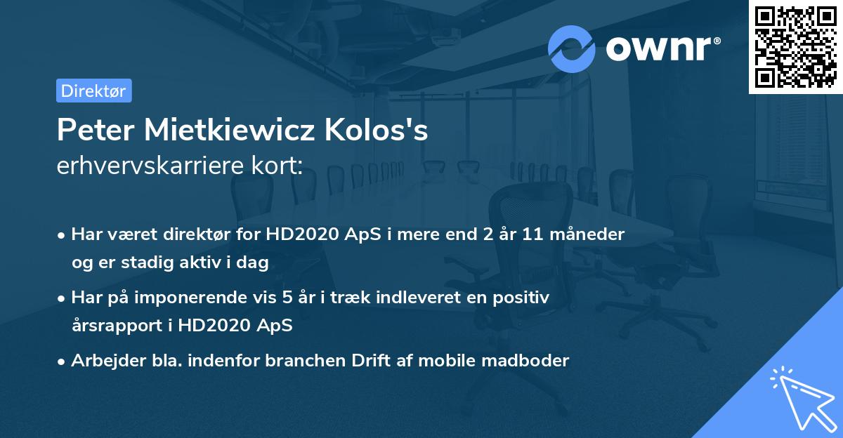 Peter Mietkiewicz Kolos's erhvervskarriere kort
