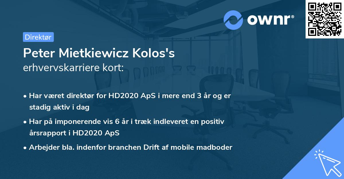 Peter Mietkiewicz Kolos's erhvervskarriere kort