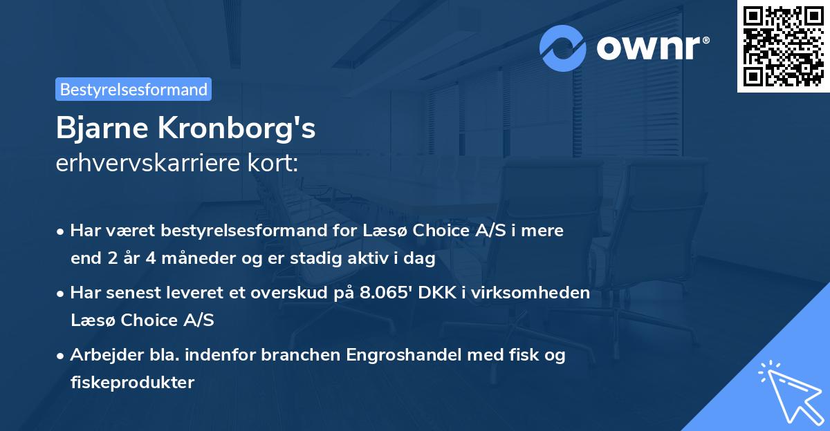 Bjarne Kronborg's erhvervskarriere kort