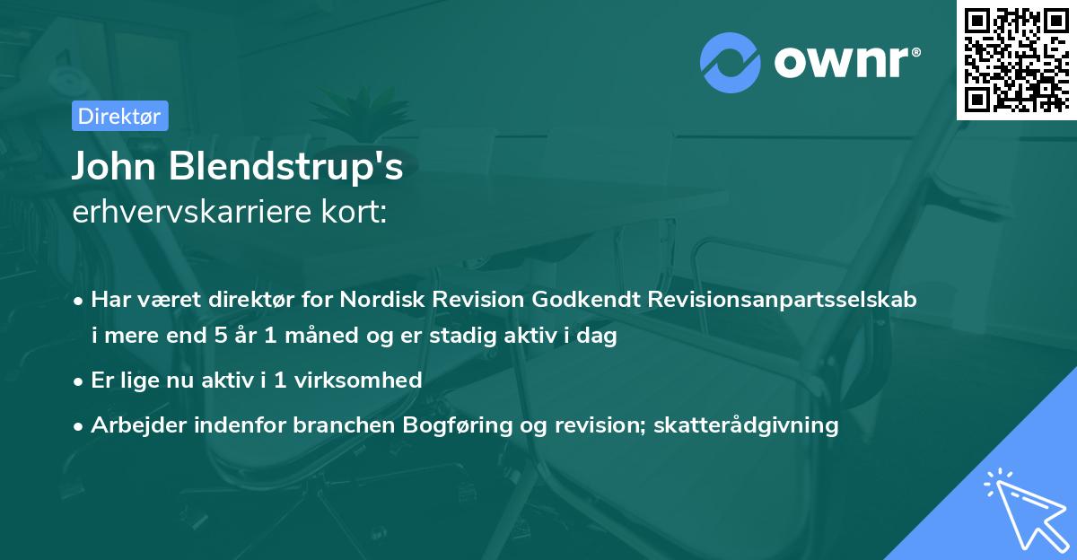 John Blendstrup's erhvervskarriere kort