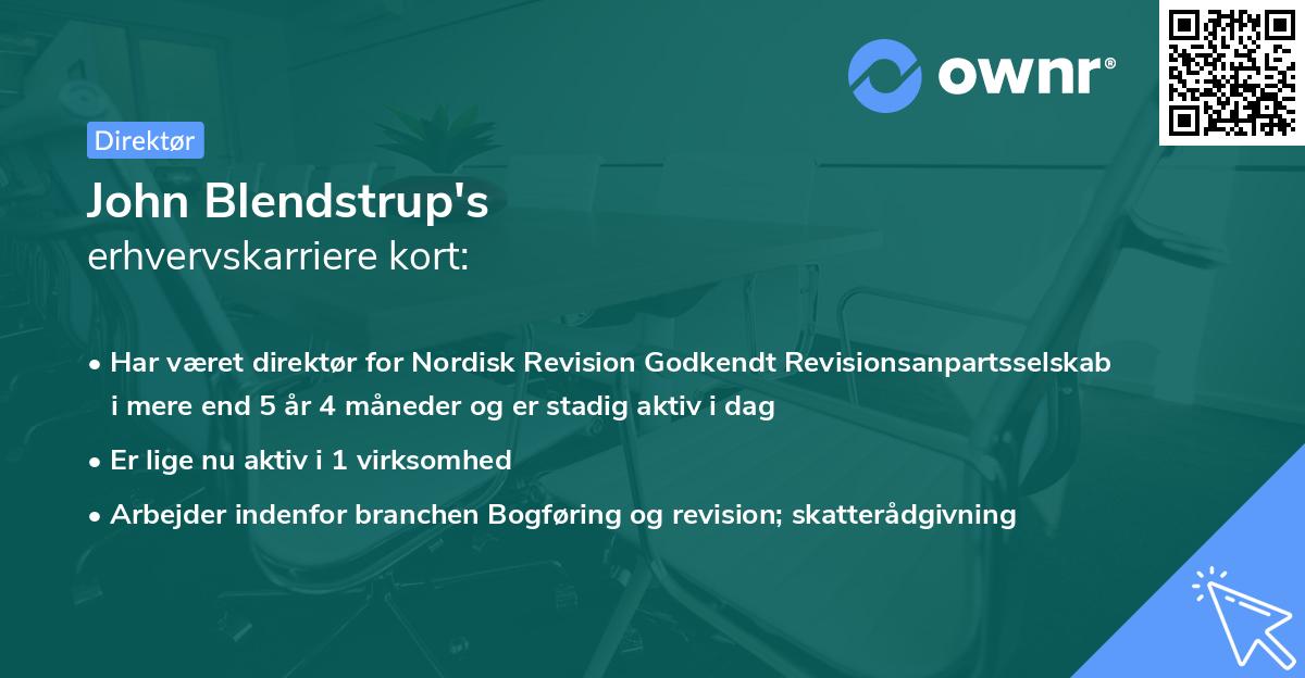 John Blendstrup's erhvervskarriere kort