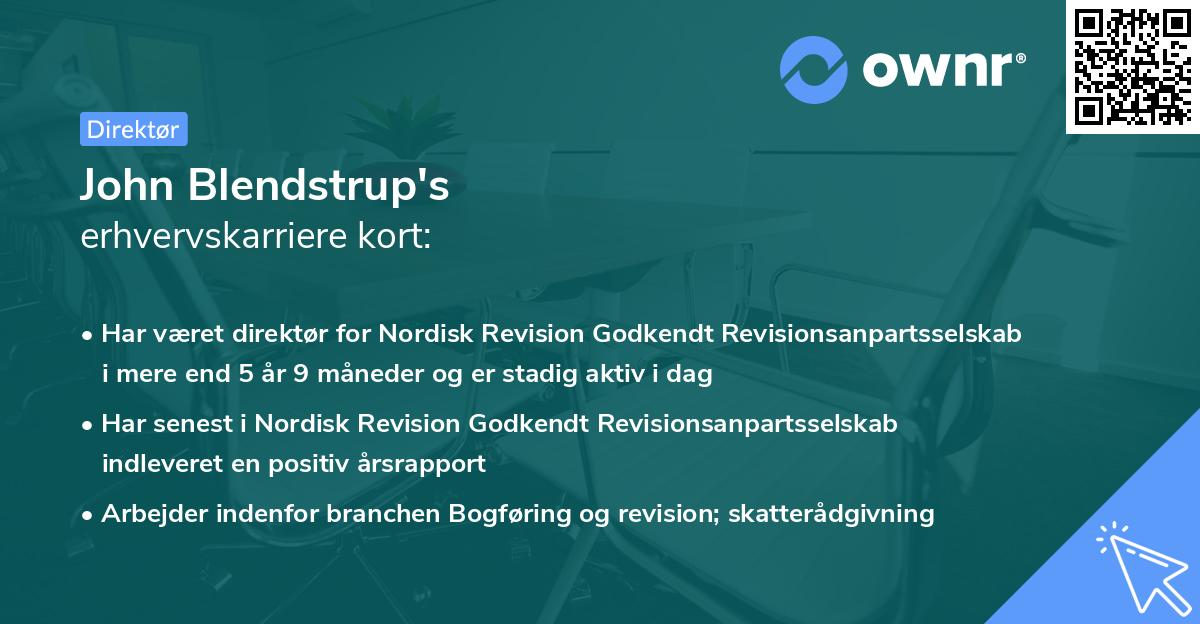 John Blendstrup's erhvervskarriere kort