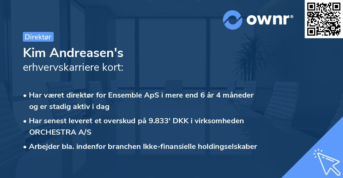 Kim Andreasen's erhvervskarriere kort