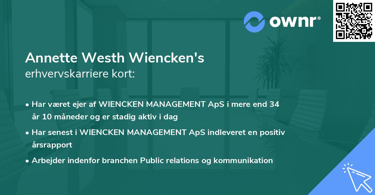 Annette Westh Wiencken's erhvervskarriere kort