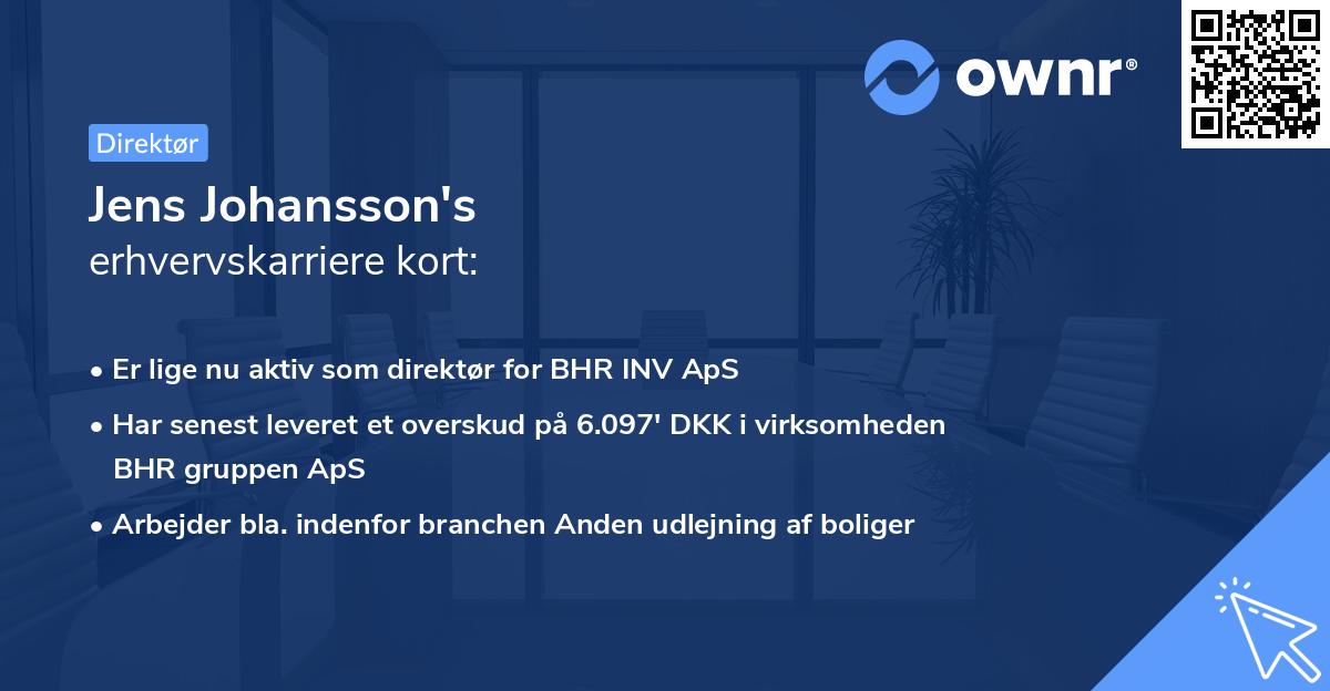 Jens Johansson's erhvervskarriere kort