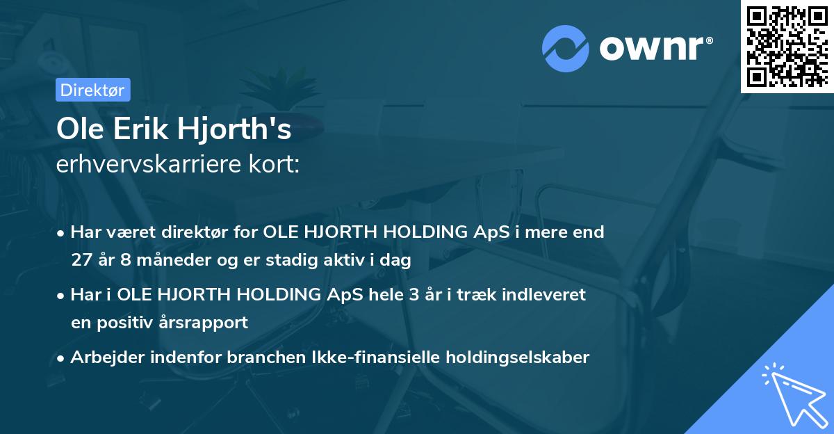 Ole Erik Hjorth's erhvervskarriere kort