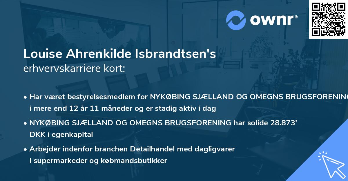 Louise Ahrenkilde Isbrandtsen's erhvervskarriere kort