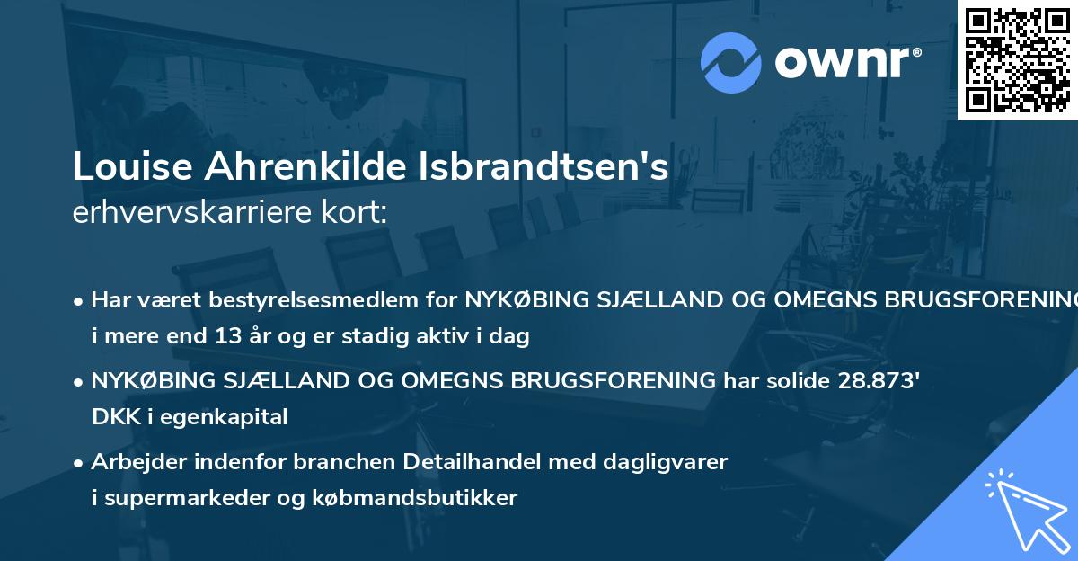 Louise Ahrenkilde Isbrandtsen's erhvervskarriere kort