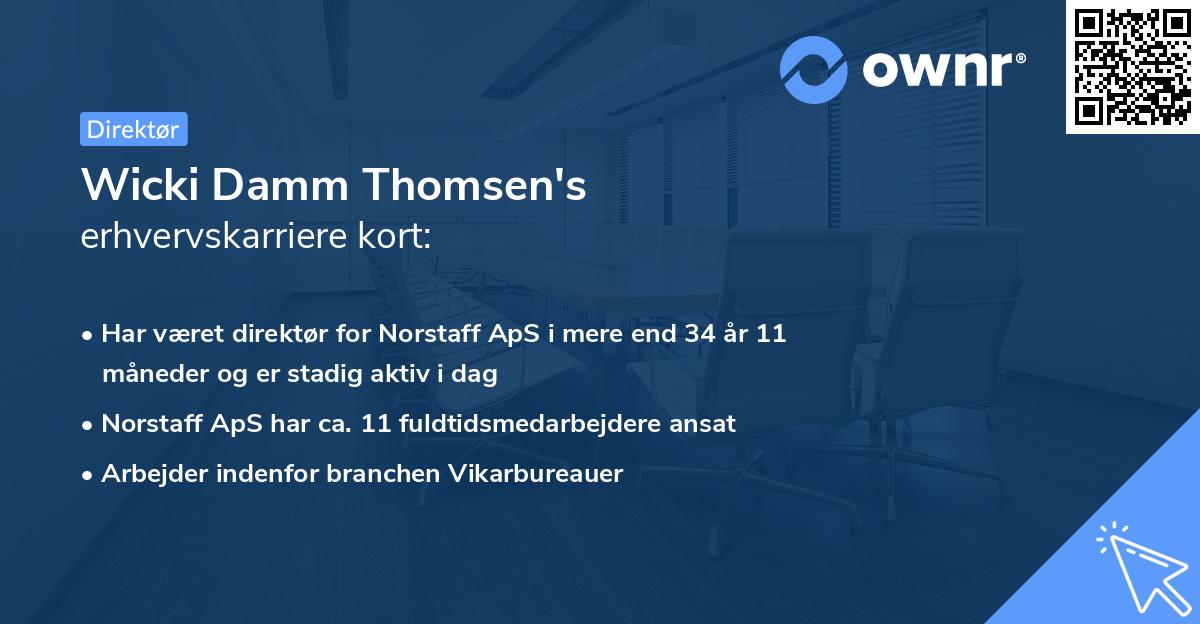 Wicki Damm Thomsen's erhvervskarriere kort