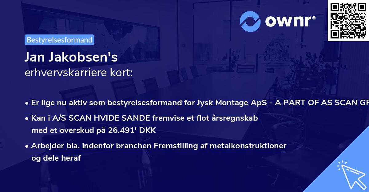 Jan Jakobsen's erhvervskarriere kort