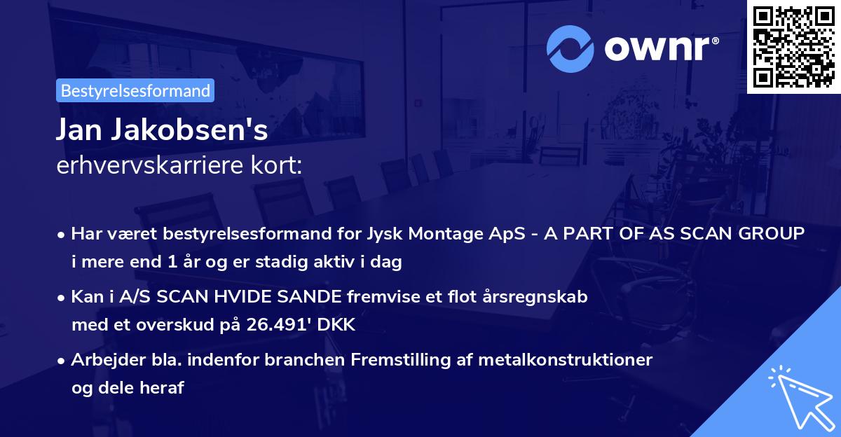 Jan Jakobsen's erhvervskarriere kort