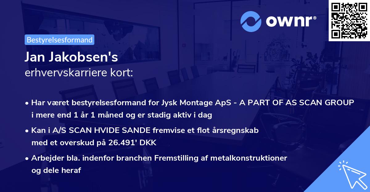 Jan Jakobsen's erhvervskarriere kort