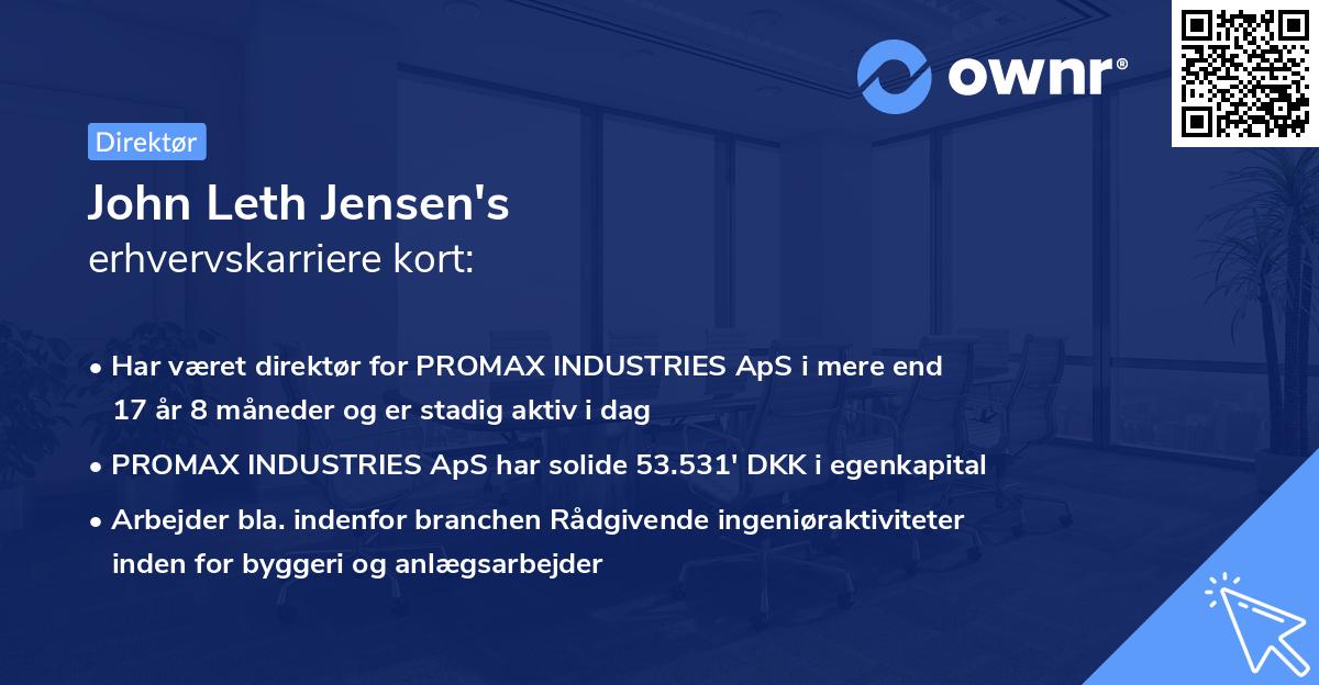 John Leth Jensen's erhvervskarriere kort