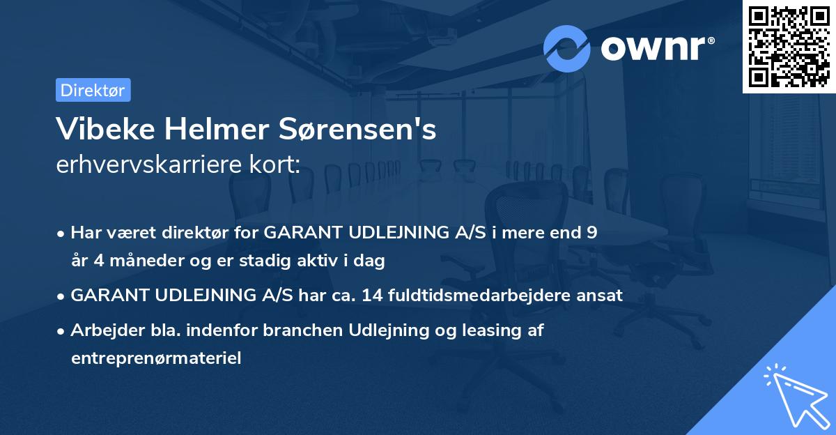 Vibeke Helmer Sørensen's erhvervskarriere kort