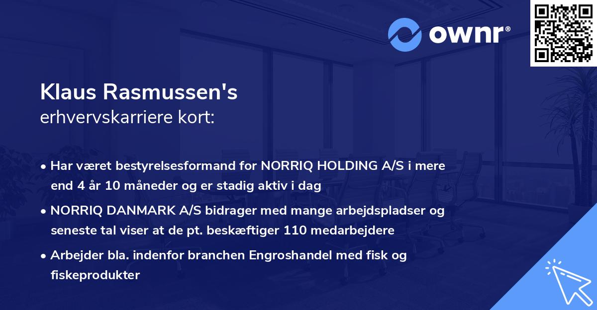 Klaus Rasmussen's erhvervskarriere kort