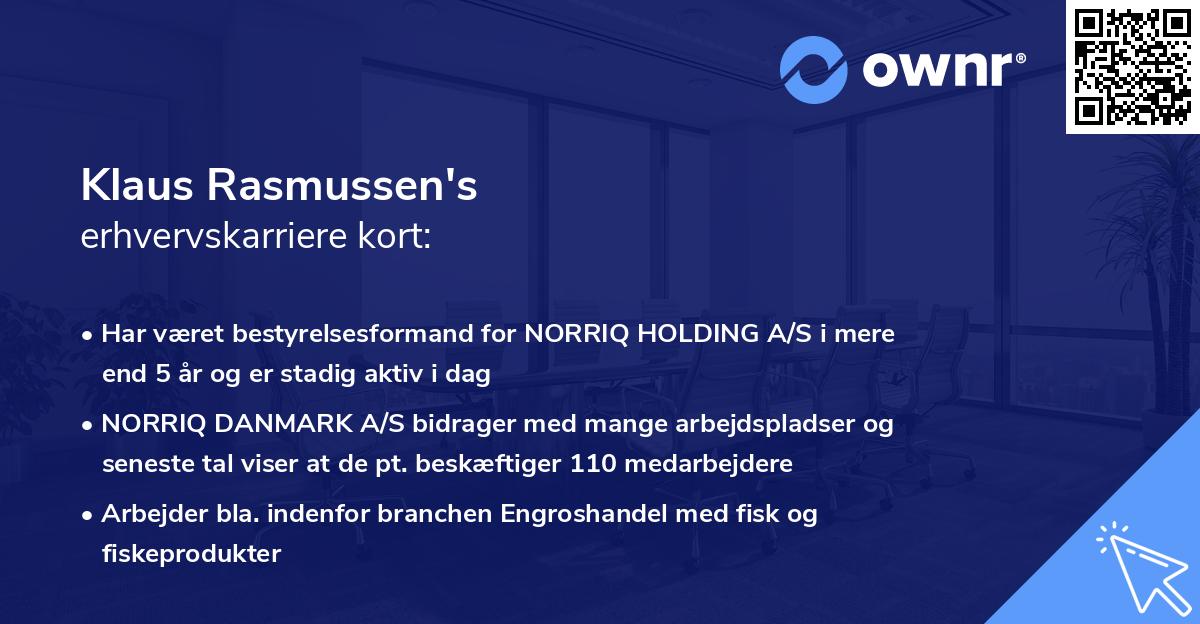 Klaus Rasmussen's erhvervskarriere kort