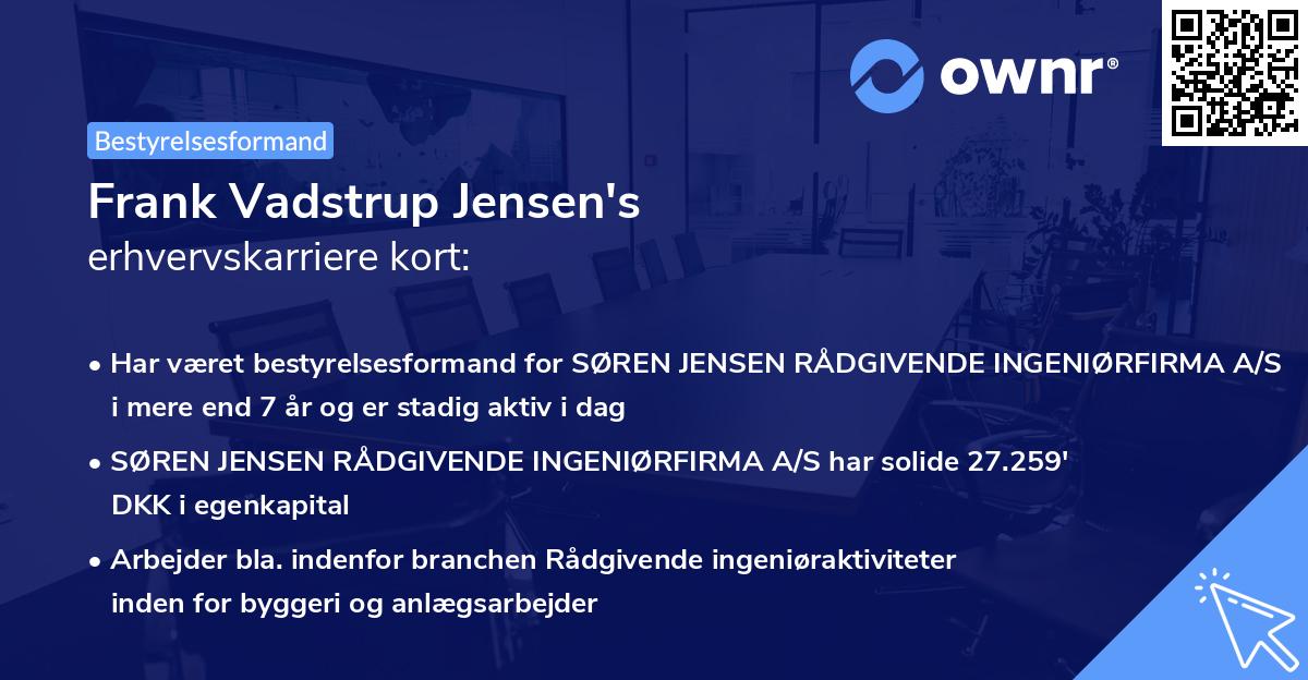 Frank Vadstrup Jensen's erhvervskarriere kort