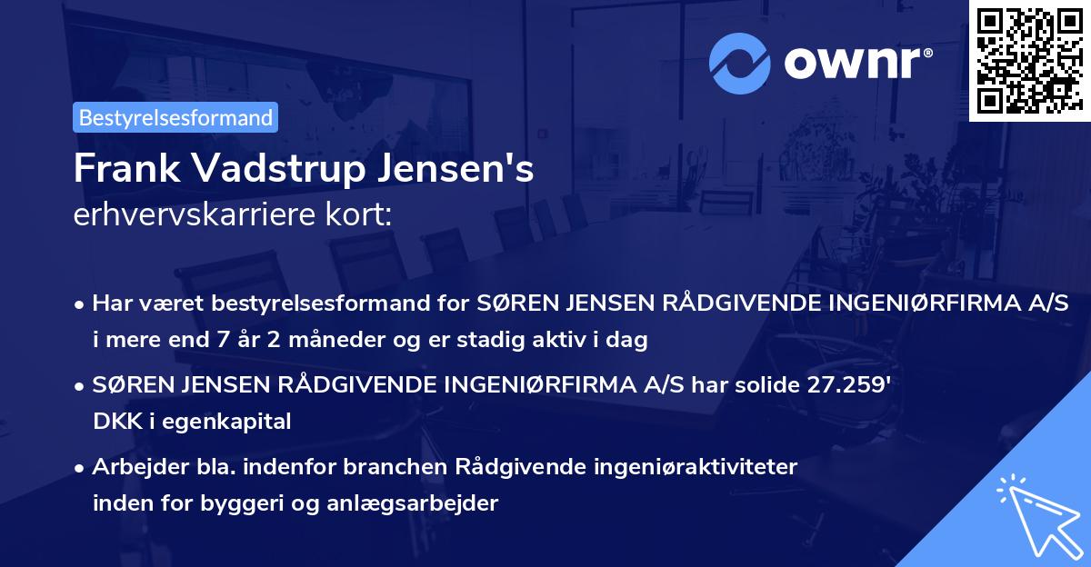 Frank Vadstrup Jensen's erhvervskarriere kort