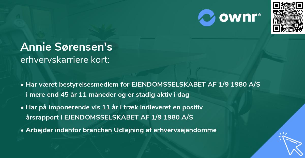 Annie Sørensen's erhvervskarriere kort