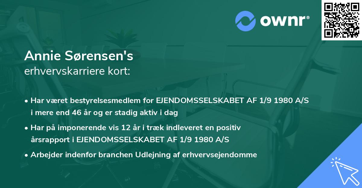 Annie Sørensen's erhvervskarriere kort