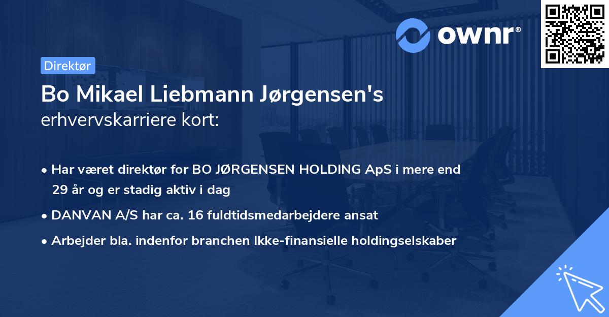 Bo Mikael Liebmann Jørgensen's erhvervskarriere kort