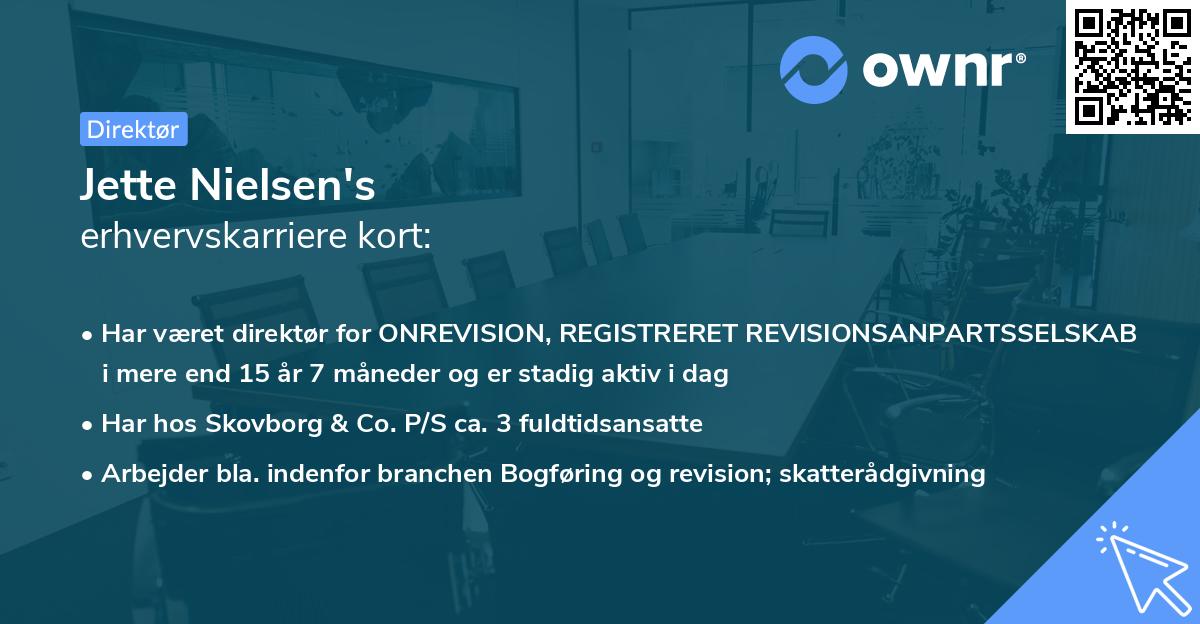 Jette Nielsen's erhvervskarriere kort