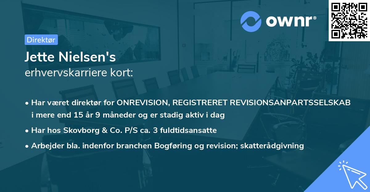 Jette Nielsen's erhvervskarriere kort