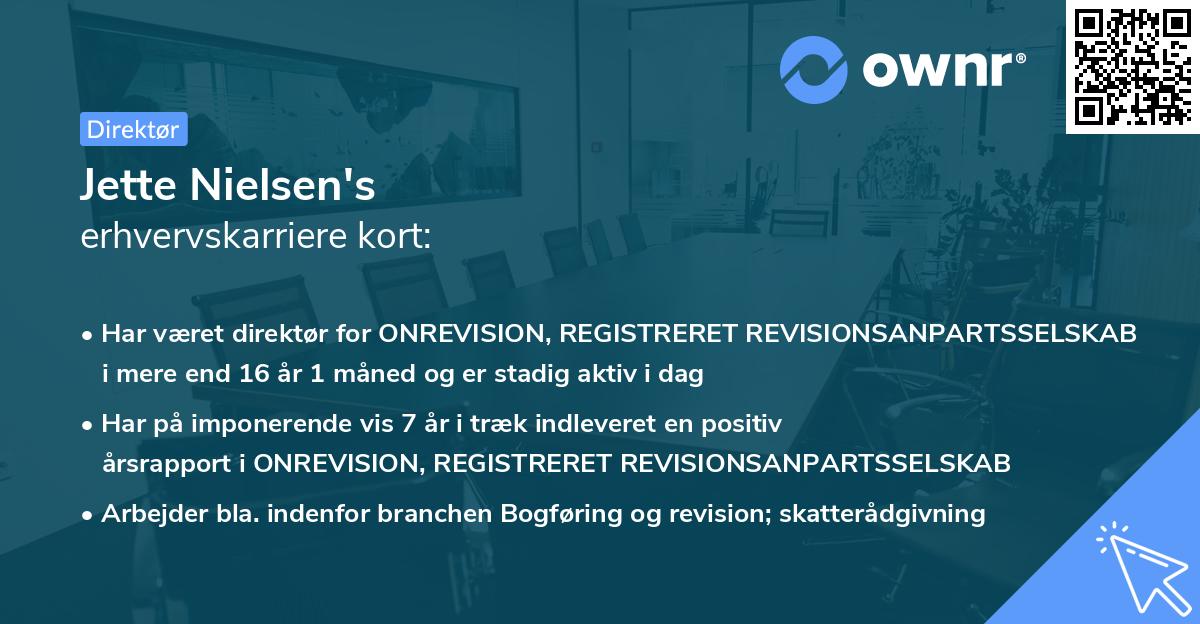 Jette Nielsen's erhvervskarriere kort