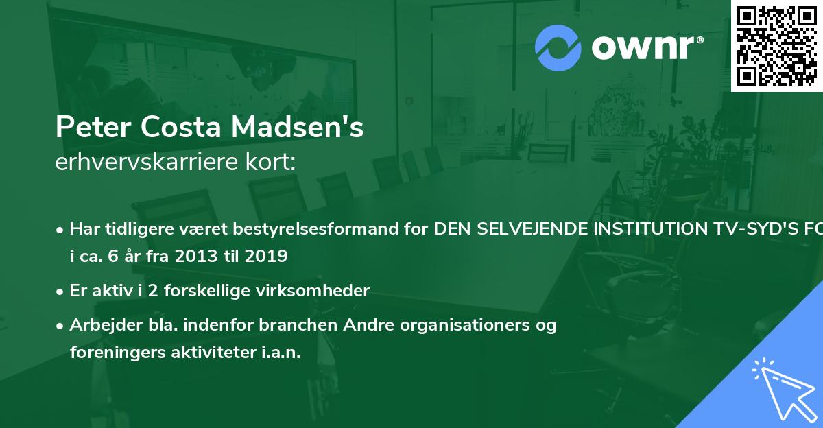 Peter Costa Madsen's erhvervskarriere kort