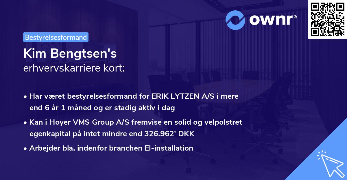 Kim Bengtsen's erhvervskarriere kort