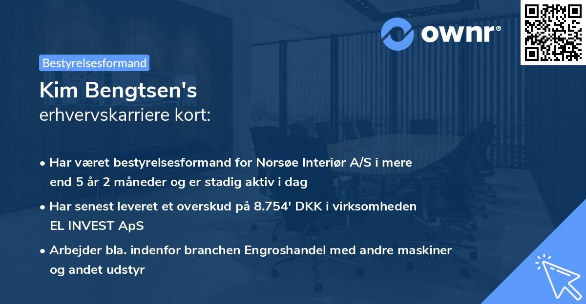 Kim Bengtsen's erhvervskarriere kort