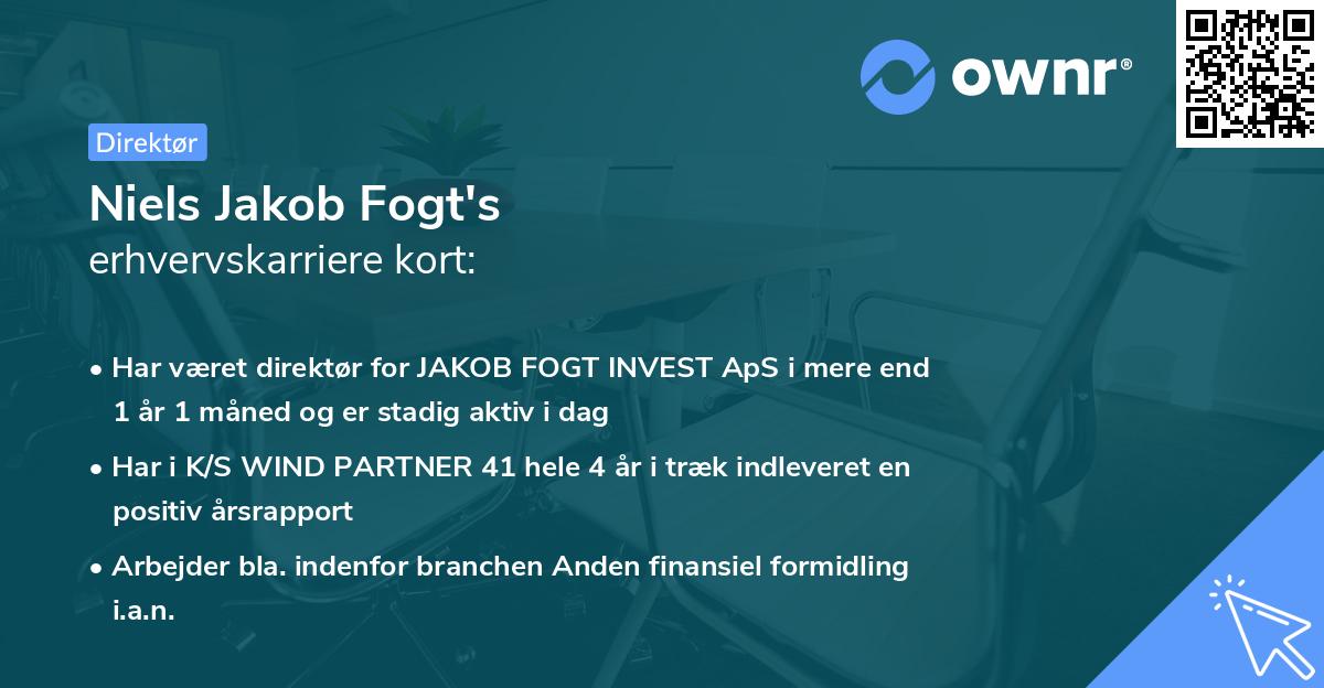 Niels Jakob Fogt's erhvervskarriere kort