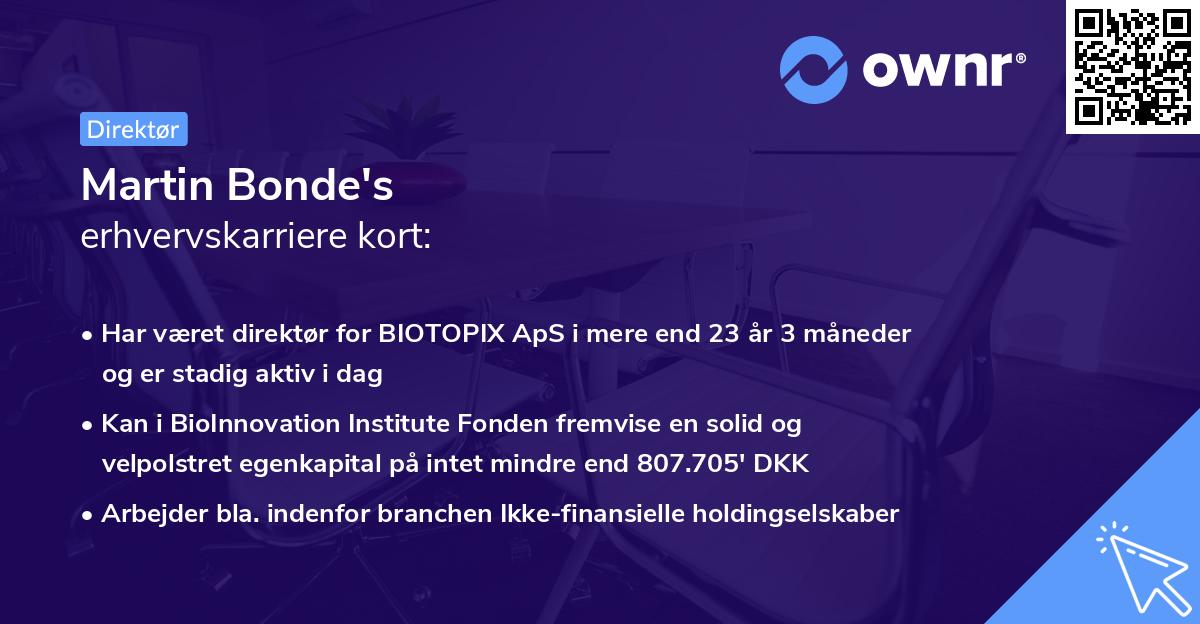 Martin Bonde's erhvervskarriere kort