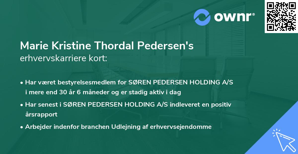 Marie Kristine Thordal Pedersen's erhvervskarriere kort